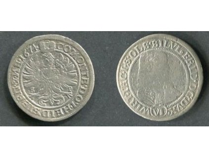 SLEZSKO. Württemberg-Öls. Silvius II. Friedrich (1669–1697). VI. Kreuzer 1674. Ag