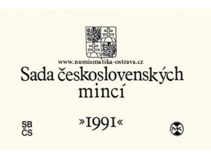 ČESKOSLOVENSKO. Sada oběžných mincí 1991. Žeton mincovny.