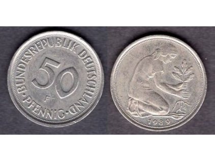 NĚMECKO. 50 Pfennig 1989/F.