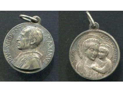 Pius XII. Stříbrný medailon.