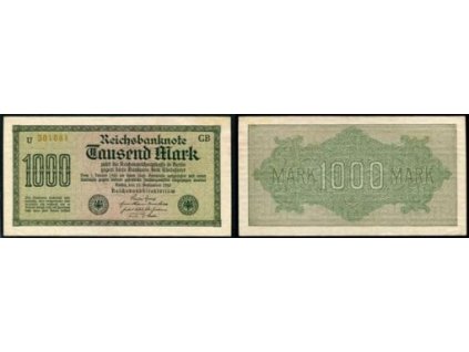 NĚMECKO. 1.000 Mark. Ro. 75i. 15. 9.1922. Firma GB, série U.