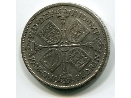 VELKÁ BRITÁNIE. 1 florin 1928. Ag. KM-834