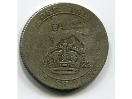 VELKÁ BRITÁNIE. 1 shilling 1922. Ag. KM-816a