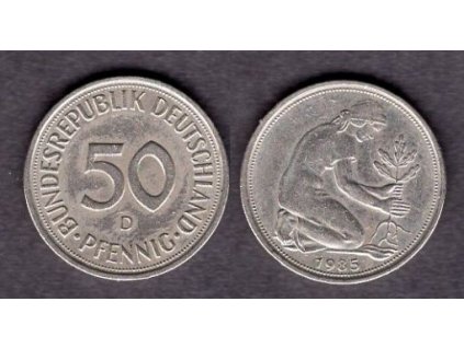 NĚMECKO. 50 Pfennig 1985/D.