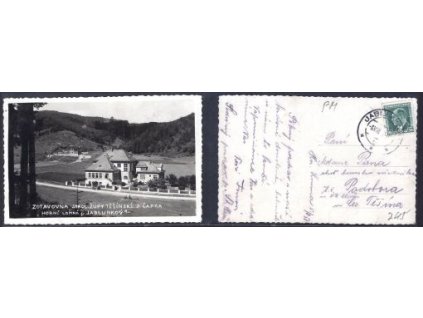 JABLUNKOV. HORNÍ LOMNÁ. ZOTAVOVNA SOKOL. ŽUPY TĚŠÍNSKÉ. 1938.