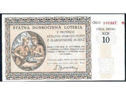 Štátna dobročinná loteria v prospech azylovej starostlivosti o slabomyselnú mládež 1950.