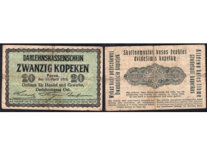 POLSKO - Posen / Poznań. 20 Kopeken, 17.4.1916.