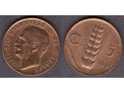ITÁLIE. 5 centesimi 1921.