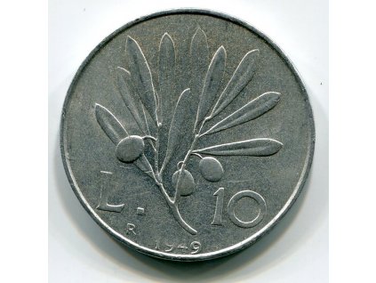 ITÁLIE. 10 lire 1949/R. KM-90