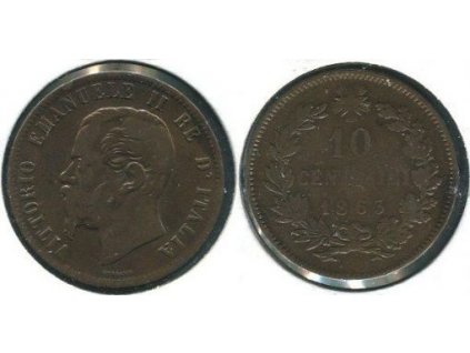 ITÁLIE. 10 centesimi 1863. b.zn.