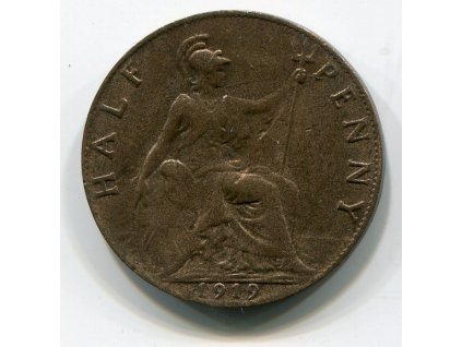 VELKÁ BRITÁNIE. 1/2 penny 1919. KM-809