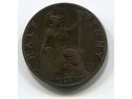 VELKÁ BRITÁNIE. 1/2 penny 1907. KM-793.2