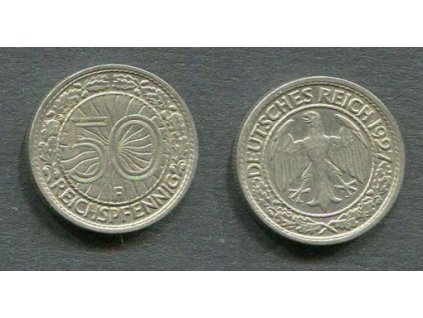 NĚMECKO. 50 Pfennig 1927/F. KM-49