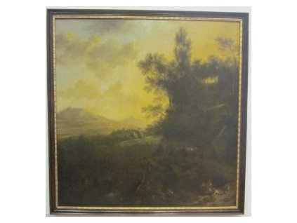 VERBURGH, Dionys (1655 - 1722): Romantická krajina. Olej na plátně. 190 x 185 cm.