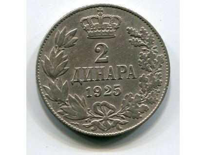 JUGOSLÁVIE. 2 dinara 1925. blesk. KM-6