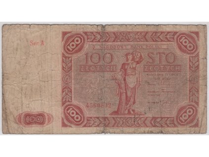 POLSKO. 100 złotych 15. 7.1947. Série A. Par. 187a.