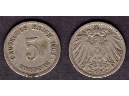 NĚMECKO. 5 Pfennig 1902/D.
