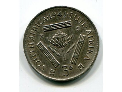JIHOAFRICKÁ REPUBLIKA. 3 pence 1941. Ag.