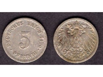 NĚMECKO. 5 Pfennig 1900/E.