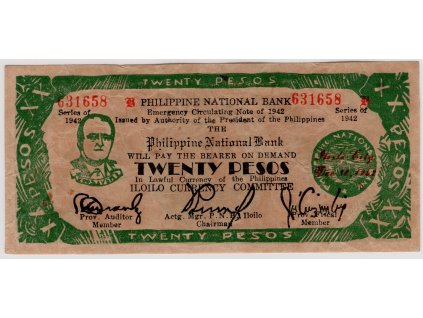 FILIPÍNY. 20 pesos 1942.