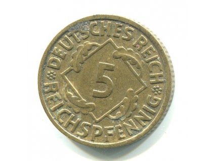 NĚMECKO. 5 Reichspfennig 1935/J