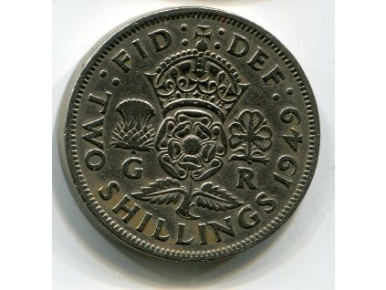 VELKÁ BRITÁNIE. 2 shillings 1949. KM-878