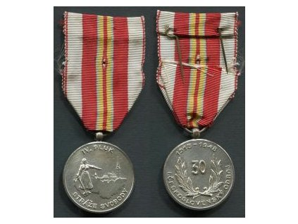 ČESKOSLOVENSKO. IV. pluk Stráže svobody. I. československý odboj 1918 - 1948. Stříbrná medaile.
