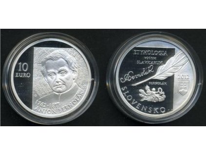 SLOVENSKO. 10 EURO 2012. Anton Bernolák. Ag. PROOF.