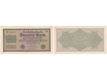 NĚMECKO. 1.000 Mark. Ro. 75i. 15. 9.1922. Firma GB, série W.