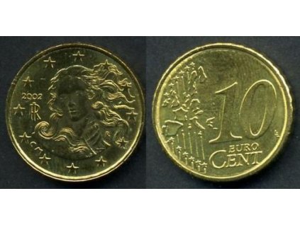 ITÁLIE. 10 cents 2002.