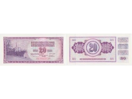 JUGOSLÁVIE. 20 dinara, 12. 8.1978. Barac Y86c.