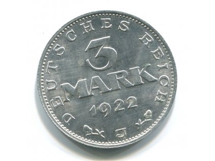NĚMECKO. 3 Mark 1922/J.