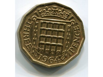 VELKÁ BRITÁNIE. 3 pence 1964. KM-900