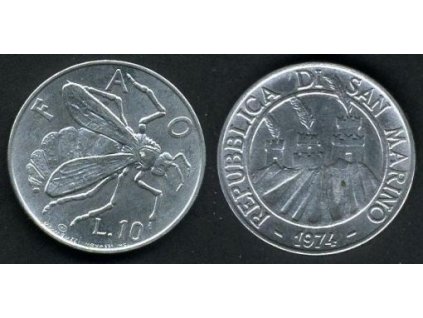 San Marino. 10 lire 1974