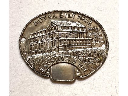BÍLÝ KŘÍŽ. Hotel. Bezkydy. Štítek na hůl.