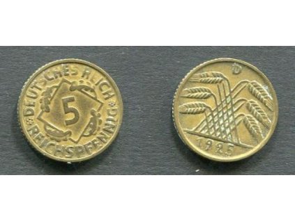 NĚMECKO. 5 Reichspfennig 1925/D.