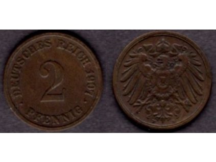 NĚMECKO. 2 Pfennig 1907/D. KM-16