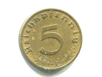 NĚMECKO. 5 Pfennig 1938/F.