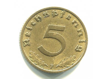 NĚMECKO. 5 Pfennig 1938/F.