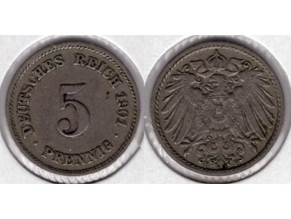 NĚMECKO. 5 Pfennig 1901/F.