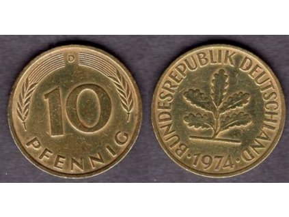 NĚMECKO. 10 pfennig 1974/D.