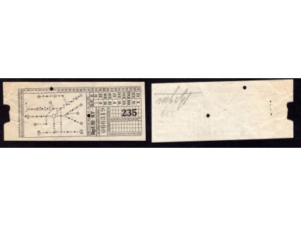 BRNO. Společnost brněnských pouličních drah elektrických. Jízdenka 10 Rpf. 1 Kč.
