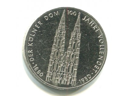 NĚMECKO. 5 Mark 1980/F. 100. výročí dokončení chrámu v Köln a. R.