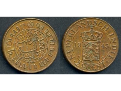 Nizozemská Indie. 2 1/2 cent 1945.