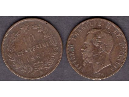 ITÁLIE. 10 centesimi 1867/H.