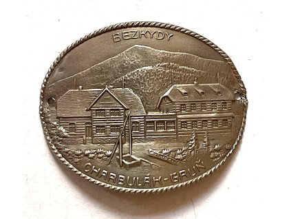 GRUŇ. Charbulák. Bezkydy. Štítek na hůl.