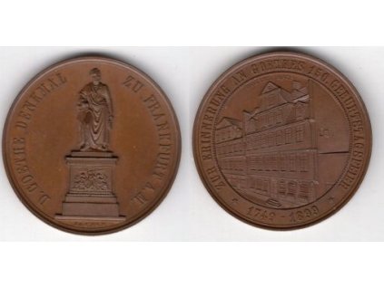 FRANKFURT a. M. D. Goethe Denkmal / Zur Erinnerung an Goethes 150. Geburtstagsfeier. 1749 - 1899.