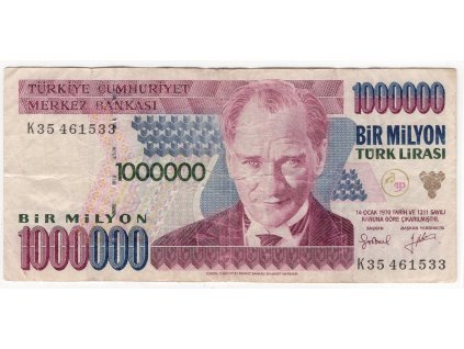TURECKO. 1.000.000 lirasi 1970.