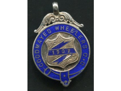 VELKÁ BRITÁNIE. Stříbrná cyklistická medaile. Goodmayes Wheelers C. C. 1907.Club 100 Fastest & !st H´cap. F. H. Lovewell. 19"&.