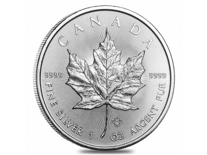 2021 1 oz silver canadian maple leaf .9999 fine 5 coin bu in cap front min 2